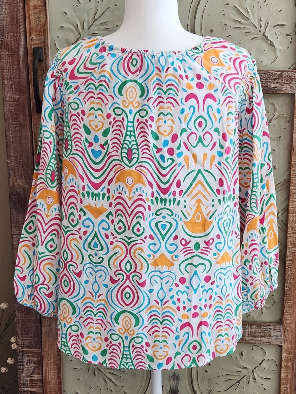 *NWT* Calligraphie Vibrant Linen Blend Top with Tassel Detail | XL - Picture 4 of 7